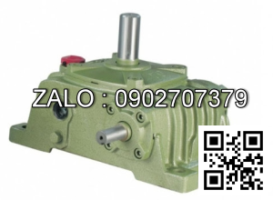 Hộp giảm tốc dạng vuông góc thân đứng vỏ gang , size : 155 , tỉ số truyền 1/20 cốt đầu ra chỉ lên phía trên Model : VW ( WPO )