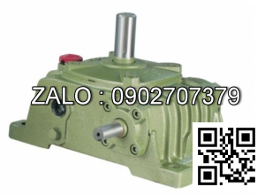 Hộp giảm tốc dạng vuông góc thân đứng vỏ gang , size : 175 , tỉ số truyền 1/50 cốt đầu ra chỉ lên phía trên Model : VW ( WPO )