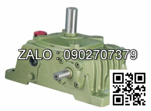 Hộp giảm tốc dạng vuông góc thân đứng vỏ gang , size : 200 , tỉ số truyền 1/40 cốt đầu ra chỉ lên phía trên Model : VW ( WPO )