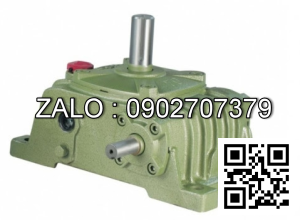 Hộp giảm tốc dạng vuông góc thân đứng vỏ gang , size : 200 , tỉ số truyền 1/25 cốt đầu ra chỉ lên phía trên Model : VW ( WPO )