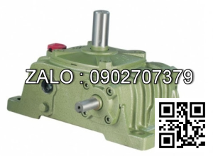Hộp giảm tốc dạng vuông góc thân đứng vỏ gang , size : 250 , tỉ số truyền 1/50 cốt đầu ra chỉ lên phía trên Model : VW ( WPO )