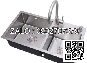 Combo Chậu Rửa Chén 2 Ngăn Lệch 82X45Cm Phủ Nano Đen Chống Trầy