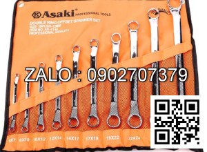 Bộ cờ lê 2 đầu miệng Asaki 10 chi tiết 6-32mm Mạ Crôm bóng AK-6142
