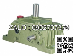 Hộp giảm tốc dạng vuông góc thân đứng vỏ gang , size : 80 , tỉ số truyền 1/20 cốt đầu ra chỉ lên phía trên Model : VW ( WPO )
