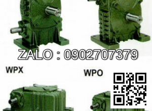 Hộp giảm tốc dạng vuông góc thân đứng vỏ gang , size : 80 , tỉ số truyền 1/10 mặt bích (mặt loa) nằm ở phía dưới Model : LMW ( WPDA )
