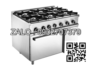 Bếp ga công nghiệp 6 họng có lò nướng MSM 6-OV