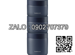 Lock Bộ Hộp Cơm Giữ Nhiệt Lunch Box Lhc8052S01 3 Hộp Giữ Nhiệt Kèm Túi, Muỗng Đũa Màu Xanh - K-Mall