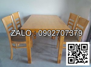 Bộ Bàn Ăn Kèm 4 Ghế Bọc Nệm - Gỗ Cao Su