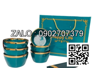 Bộ 6 bát sứ ăn cơm cao cấp kèm đũa (Kiện 20 bộ)