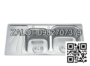 Chậu rửa bát inox Sơn Hà Handmade 2 hố lệch HM.X.2L.82.2.2 (820x450x215mm)