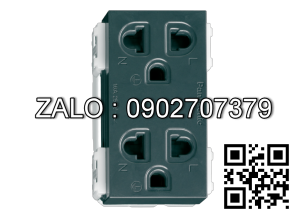 Ổ cắm đôi 3 chấu có màn che (Màu xanh)