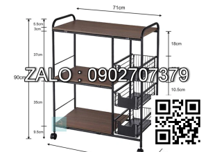 Kệ Lò Vi Sóng Đôi Kệ Khung Sắt Mặt Gỗ Mdf Để Nồi Chiên, Lò Nướng, Dụng Cụ Nhà Bếp