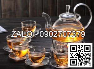 Giá Sỉ Tại Xưởng Bộ Ấm Trà Bình Hoa Cúc Thủy Tinh Có Đế Nến Chịu Nhiệt Có Lõi Pha Cafe Đẹp Dày Dặn Cao Cấp 600-800Ml
