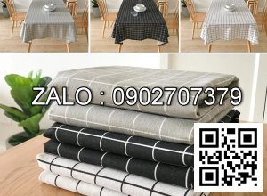 Khăn Trải Bàn Vải Bố Caro Đen Nhiều Kích Cỡ