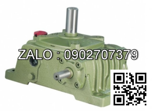 Hộp giảm tốc dạng vuông góc thân đứng vỏ gang , size : 80 , tỉ số truyền 1/15 cốt đầu ra chỉ lên phía trên Model : VW ( WPO )