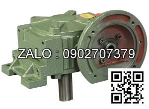 Hộp giảm tốc dạng úp có mặt loa trục vít - bánh vít Yushen vỏ gang , size : 80 , tỉ số truyền 1/10 trục cốt ra hướng xuống dưới Model : WPDX
