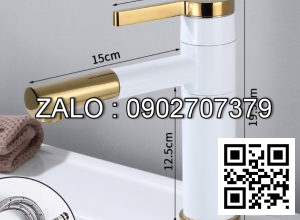 Vòi lavabo nóng lạnh cao 30cm trắng vàng TTCERA LB260