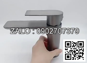Vòi lavabo nóng lạnh tay vuông nano xám