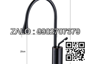 Vòi lavabo nóng lạnh thiên nga cổ cao màu đen