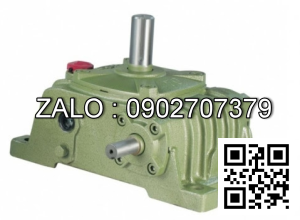 Hộp giảm tốc dạng vuông góc thân đứng vỏ gang , size : 80 , tỉ số truyền 1/20 cốt đầu ra chỉ lên phía trên Model : VW ( WPO )