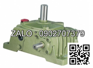 Hộp giảm tốc dạng vuông góc thân đứng vỏ gang , size : 80 , tỉ số truyền 1/60 cốt đầu ra chỉ lên phía trên Model : VW ( WPO )