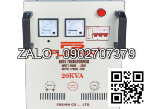 Biến áp tự ngẫu 1P 220V/110V 20KVA-Dây đồng - Nhản hiệu : Fushin