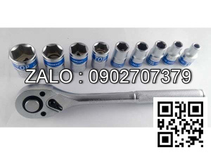 Bộ tuýp 10 chi tiết TOP gồm 9 đầu khẩu và 1 cần tự động