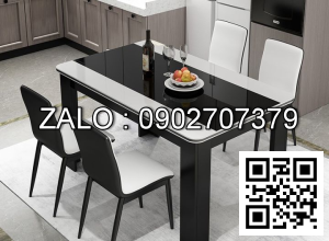 Bộ Bàn Ăn Cao Cấp Mặt Kính Tặng Kèm 4 Ghế Da - Bàn Ăn Nhập Khẩu Kích Thước 1m2 x 70cm ( Có Kèm Ảnh Thật )