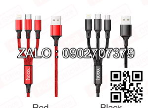Cable Sạc 2.4A Hoco CX3 3 In 1 (Lightning, TypeC, V8) -1.2m