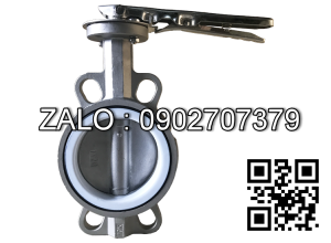 Van bướm tay gạt ron teflon Inox SUS304 DN100