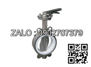 Van bướm tay gạt ron teflon mạ kẽm DN125