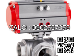 Van bi hàn 3PC mạ kẽm tay gạt DN32