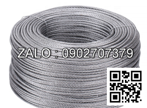 Cáp thép cầu trục mạ kẽm 8x19, phi 8, xoắn phải