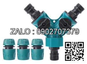 Van nhựa 3 ngã - 2 khóa - 3 đầu nối ống mềm D21 .