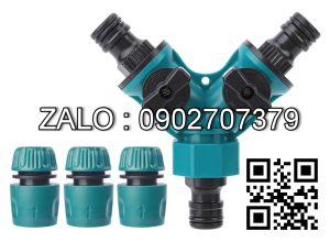 Van nhựa 3 ngã - 2 khóa - 3 đầu nối ống mềm D21 .