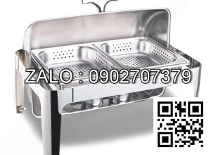 Nồi Buffet Chữ Nhật Nắp Mở Thu Gọn 2 Ngăn Sâu 65mm NF2117-2