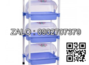 Kệ Chén Có Nắp Nhựa Duy Tân Lớn 3 Ngăn-4 Tầng- Kt- 59.5 X 40.5 X 121 Cm