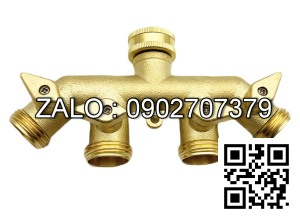 Van thau 5 ngã ren trong ở giữa 4 ren ngoài 4 khóa thau DN50