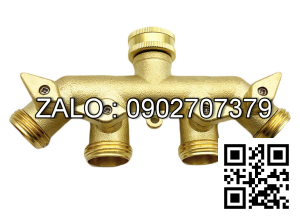 Van thau 5 ngã ren trong ở giữa 4 ren ngoài 4 khóa thau DN30