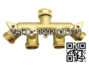 Van thau 5 ngã ren trong ở giữa 4 ren ngoài 4 khóa thau DN15