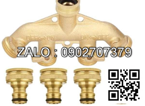 Van thau 5 ngã ren trong ở giữa - 4 khóa thau - 4 đầu nối ống hơi DN33