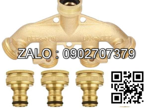 Van thau 5 ngã ren trong ở giữa - 4 khóa thau - 4 đầu nối ống hơi DN30