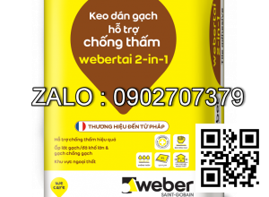 keo dán gạch weber tai 2 in 1 hỗ trợ chống thấm và dán gạch chồng gạch