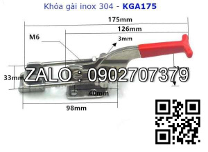 Khóa gài nhanh inox 304 dài 175mm, tay kéo điều chỉnh chiều dài - KGA175