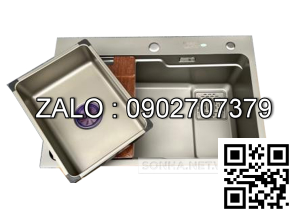 Chậu rửa bát Kagol KNB6845-304 1 hố 304 phủ nano bạc (680x450x230 mm)