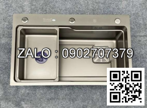 Chậu rửa bát KAGOL KNB7546 một hố Nano bạc (750 x 460 x 240 mm)
