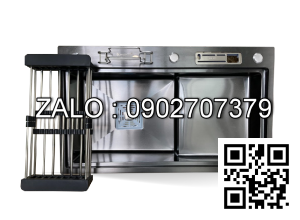 Chậu rửa bát KAGOL KND7846B - CD một hố có bàn, cài dao thớt (780 x460x240mm)