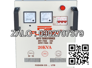 Biến áp tự ngẫu 1P 220V/110V 20KVA-Dây đồng - Nhản hiệu : Fushin