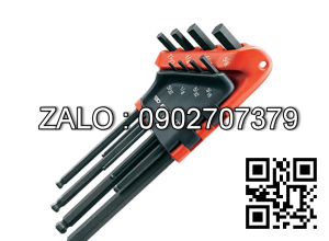 Bộ chìa vặn lục giác bi & hoa thị VATA 18 cây 1.5-10mm & T9-T50 loại dài Mạ crom 14-224T18