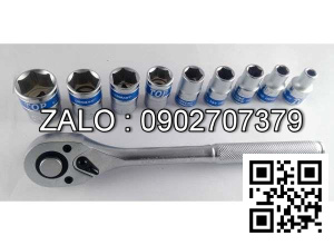 Bộ tuýp 10 chi tiết TOP gồm 9 đầu khẩu và 1 cần tự động